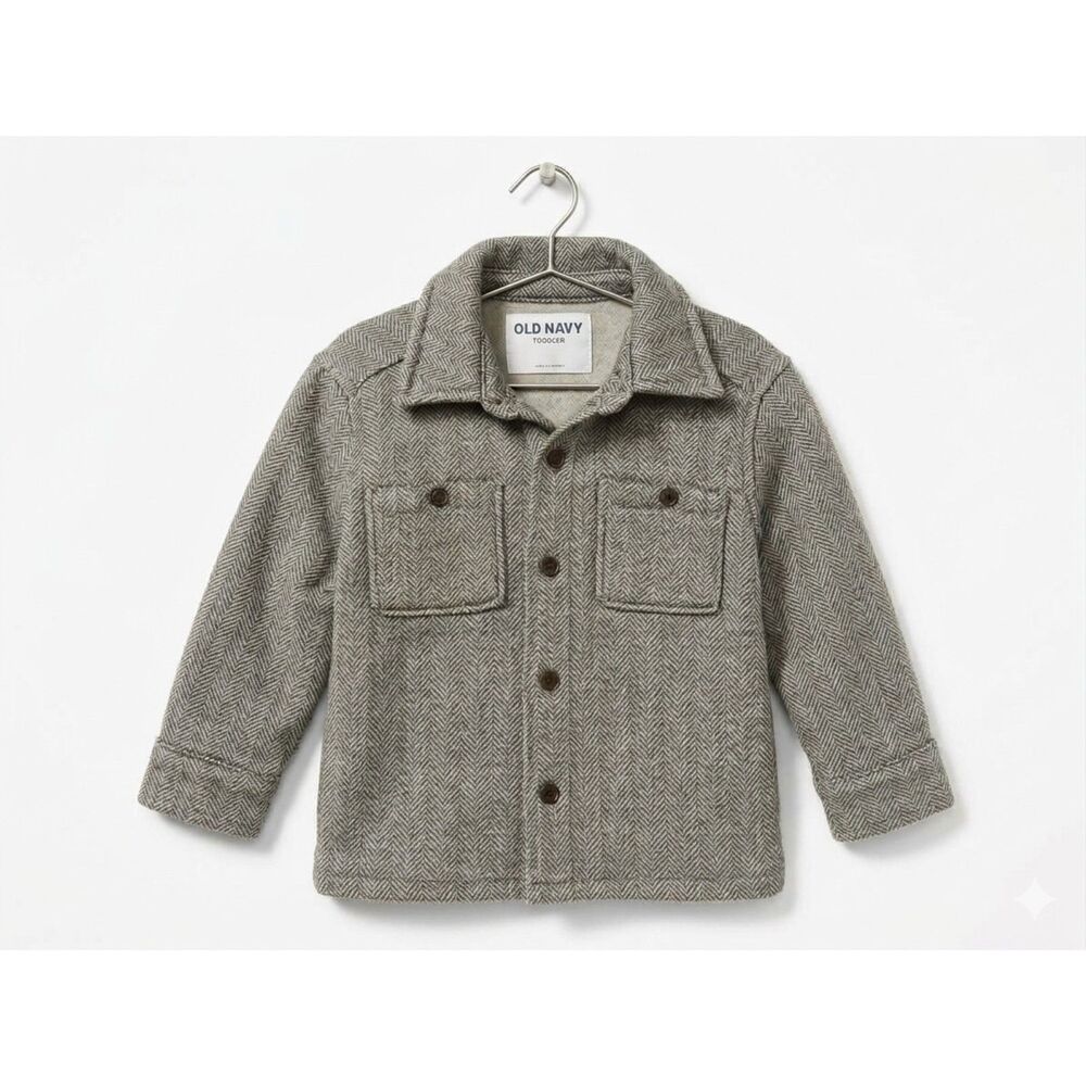 Old Navy Herringbone Shirt Jacket Brown Gray Size 2T Fall Shacket EUC